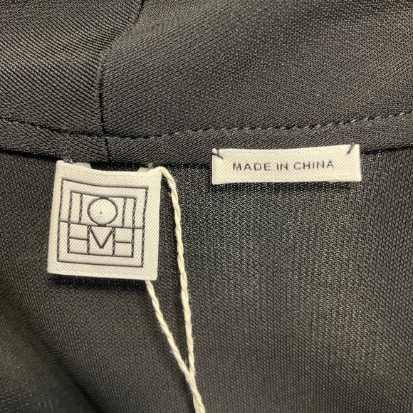 TOTEME BLACK VISCOSE BLEND OVERLAPPED JERSEY TOP - Picture 4 of 5